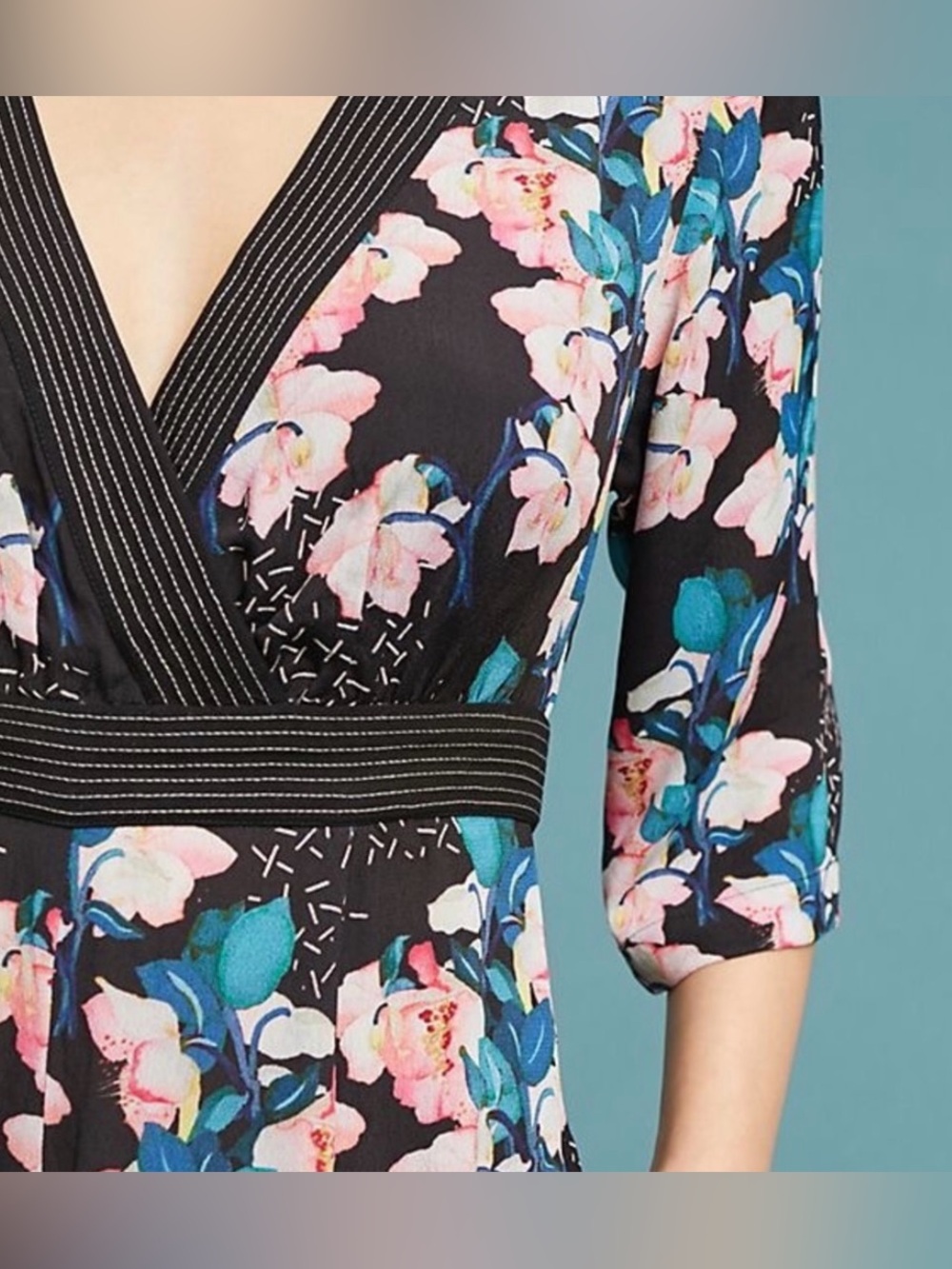 Blank London by Anthropologie Black Floral Patterned Jumpsuit - Size XSP - Picture 2 of 7